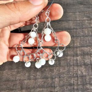Aros Colgantes Grandes de Plata con 5 Piedras Luna ✨🤍