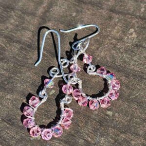 Aros Colgantes de Plata con Cristales Swarovski Rosados ✨🌸