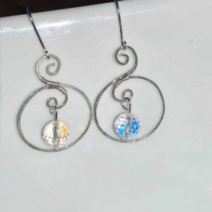 Aros de Plata Circulares con Cristal Colgante ✨💫