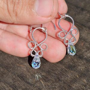 Aros Colgantes de Plata con Cristal Swarovski ✨